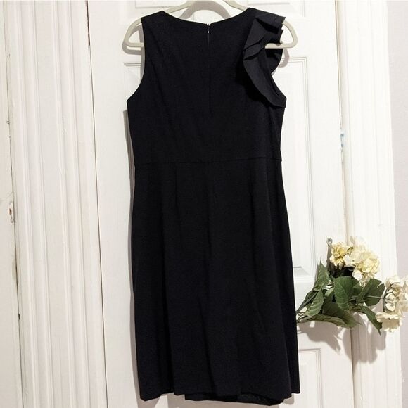 Red Valentino Ruffle Black Dress Midi Virgin Wool Blend - Picture 7 of 9